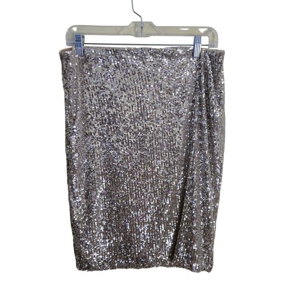 Cable & Gauge NWT Sequin Champaign Pencil Skirt Pull on Size L - Picture 3 of 10